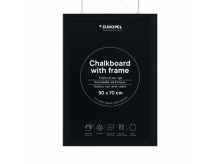 EUROPEL Ardoise avec cadre en bois, 500 x 700 mm, noir