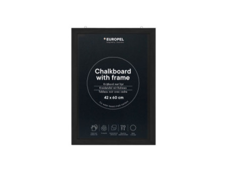 EUROPEL Ardoise avec cadre en bois, 600 x 840 mm, noir