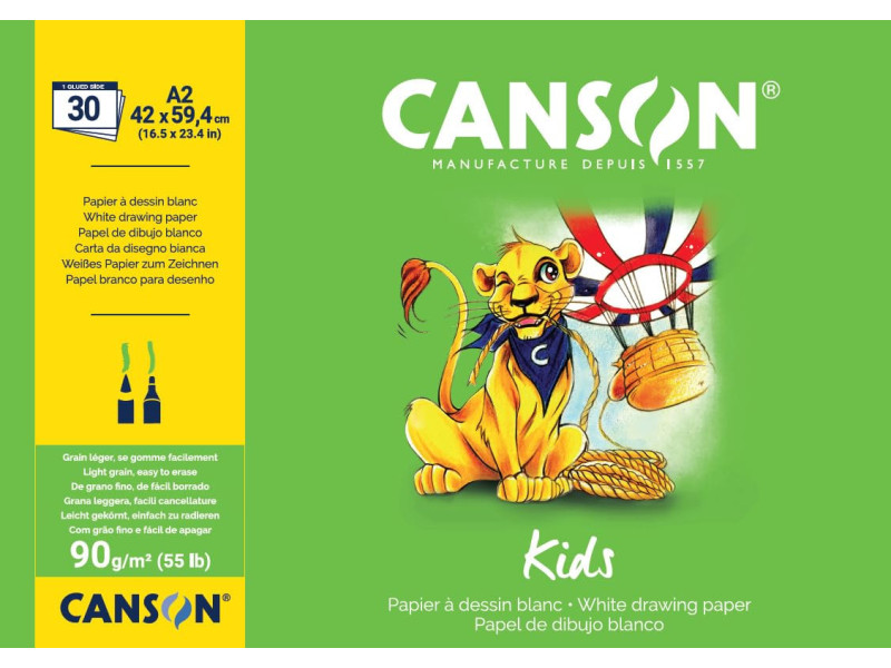 CANSON Bloc à dessin Kids, A2, 90 g/m2, 30 feuilles