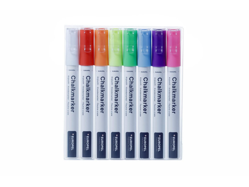 EUROPEL Marqueur craie 3 mm, étui de 8, assorti