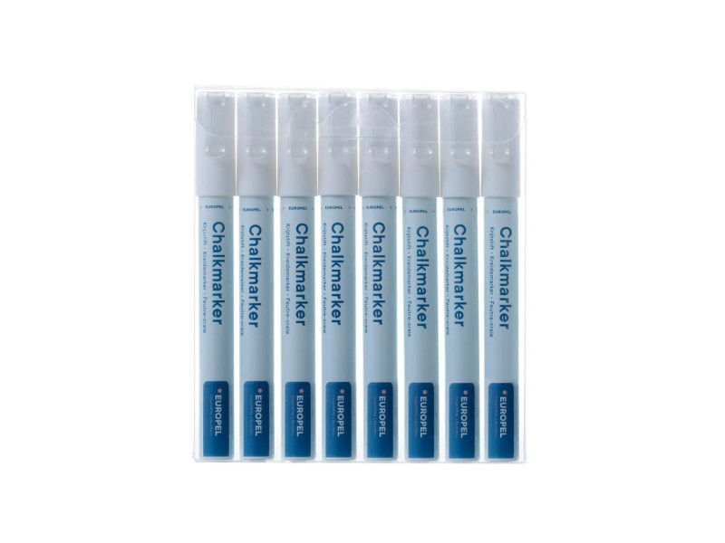 EUROPEL Marqueur craie 3 mm, étui de 8, blanc