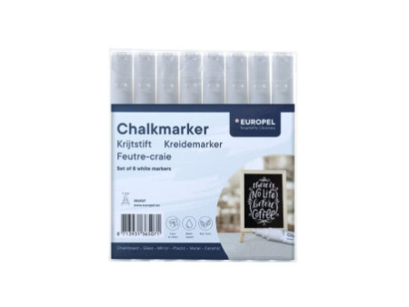 EUROPEL Marqueur craie 3 mm, étui de 8, blanc