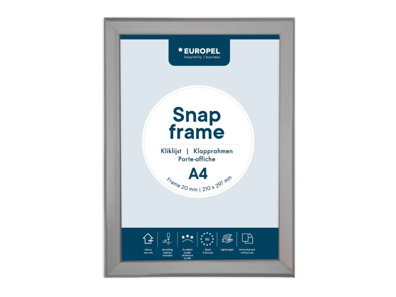 EUROPEL Cadre porte-affiche premium, A4, 20 mm, argent