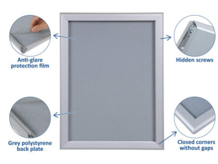 EUROPEL Cadre porte-affiche premium, A4, 20 mm, argent