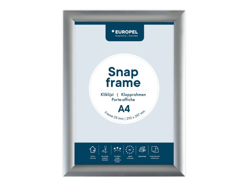 EUROPEL Cadre porte-affiche premium, A4, 25 mm, argent