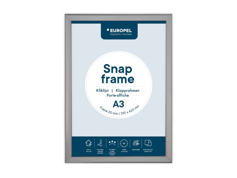 EUROPEL Cadre porte-affiche premium, A3, 20 mm, argent