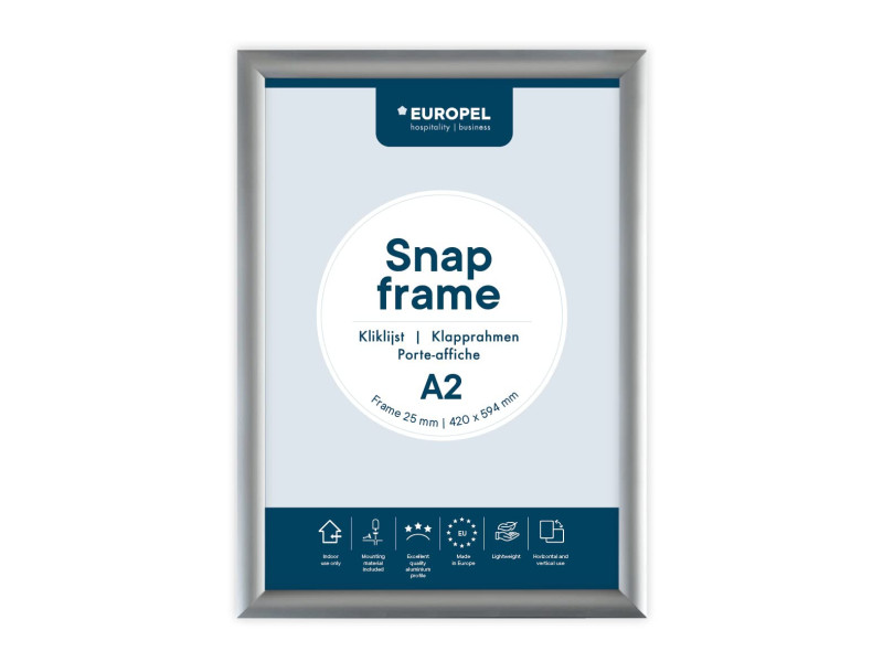 EUROPEL Cadre porte-affiche premium, A2, 25 mm, argent