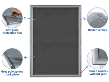 EUROPEL Cadre porte-affiche premium, A2, 25 mm, argent