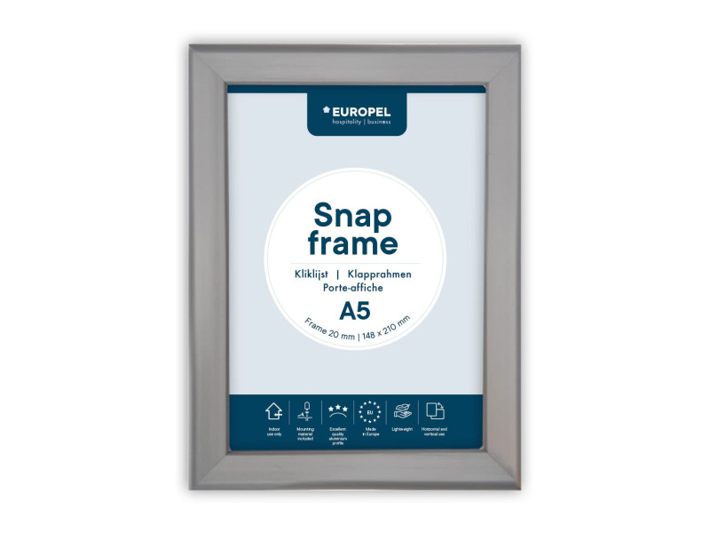 EUROPEL Cadre porte-affiche premium, A5, 20 mm, argent