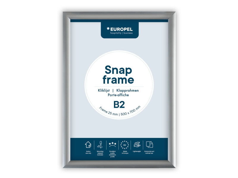 EUROPEL Cadre porte-affiche premium, B2, 25 mm, argent