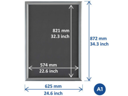 EUROPEL Cadre porte-affiche premium, A1, 25 mm, argent