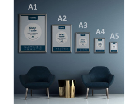 EUROPEL Cadre porte-affiche premium, A5, 25 mm, argent