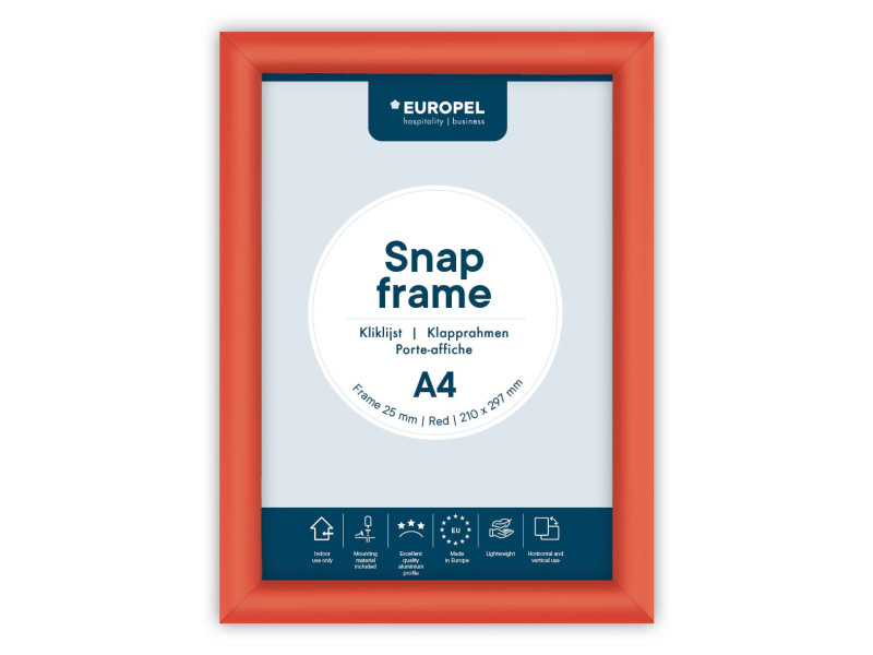 EUROPEL Cadre porte-affiche premium, A4, 25 mm, rouge