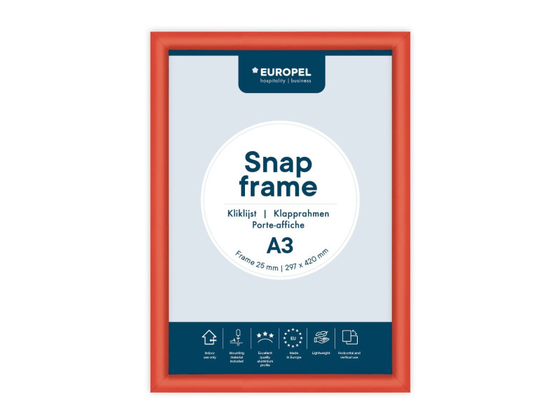 EUROPEL Cadre porte-affiche premium, A3, 25 mm, rouge