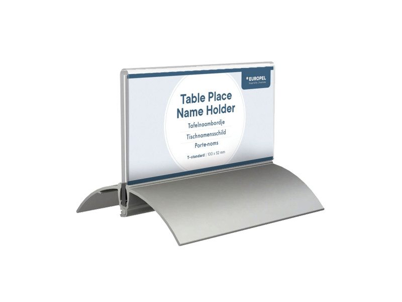 EUROPEL Porte-nom de table, 52 x 100 mm, socle aluminium