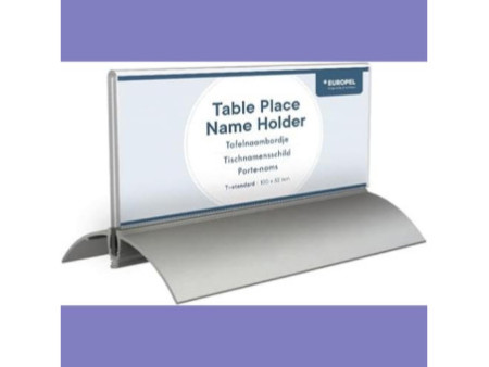 EUROPEL Porte-nom de table, 61 x 150 mm, socle aluminium