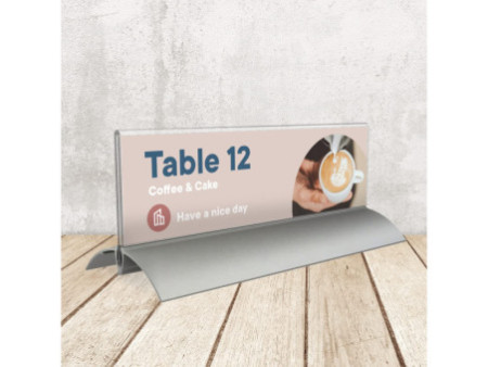 EUROPEL Porte-nom de table, 61 x 210 mm, socle aluminium
