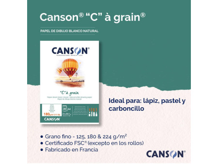 CANSON Bloc papier dessin 'C' à grain, A4, 180 g/m2
