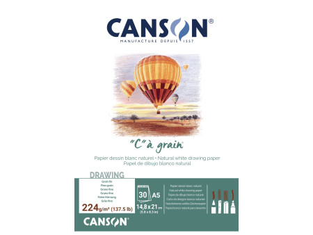 CANSON Bloc papier dessin 'C' à grain, A5, 224 g/m2