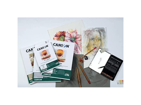 CANSON Bloc papier dessin 'C' à grain, A5, 224 g/m2