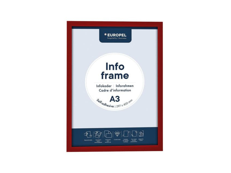 EUROPEL Cadre magnétique INFO FRAME, A3, rouge