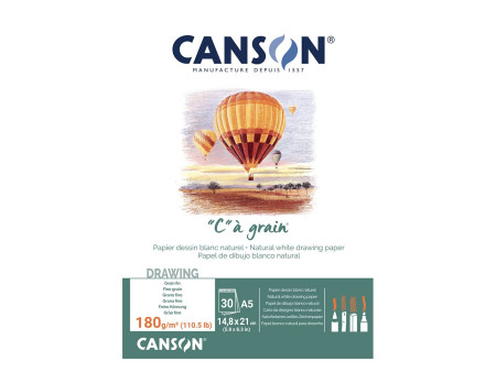 CANSON Bloc papier dessin 'C' à grain, A5, 180 g/m2
