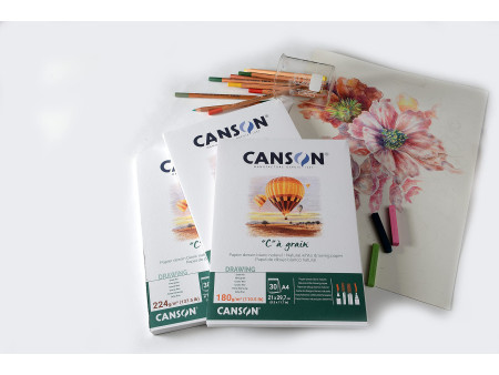 CANSON Bloc papier dessin 'C' à grain, A3, 224 g/m2
