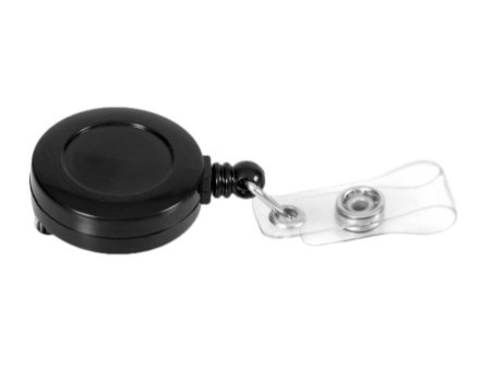 EUROPEL Porte-badge avec enrouleur, rond, noir