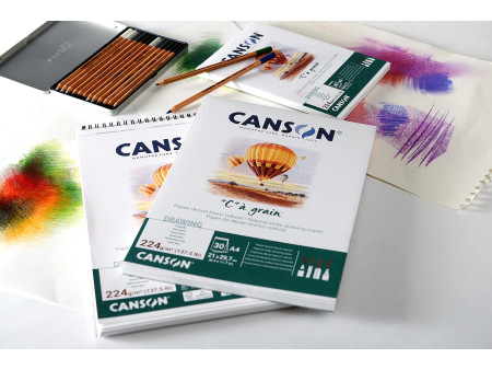 CANSON Bloc papier dessin 'C' à grain, A3, 224 g/m2