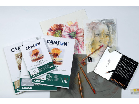 CANSON Bloc papier dessin 'C' à grain, A3, 224 g/m2