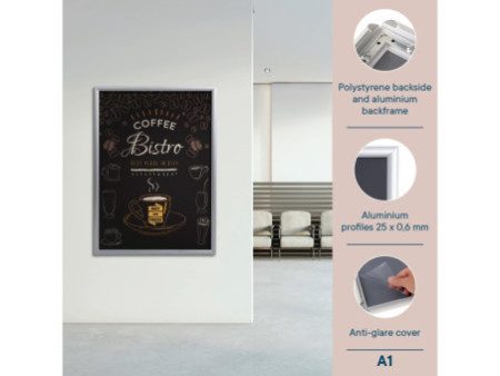 EUROPEL Cadre porte-affiche economy, A1, 25 mm, argent