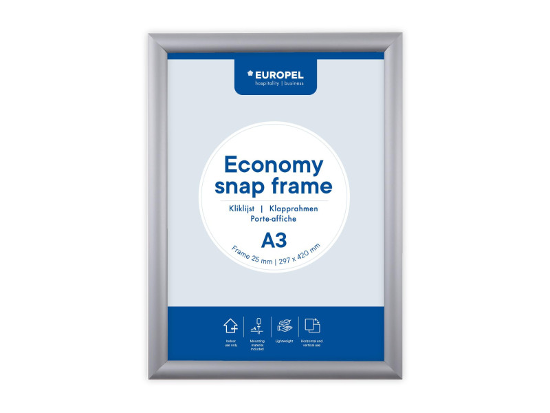 EUROPEL Cadre porte-affiche economy, A3, 25 mm, argent