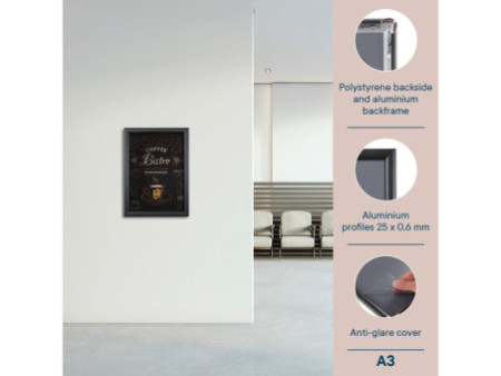 EUROPEL Cadre porte-affiche Economy, A3, 25 mm, noir