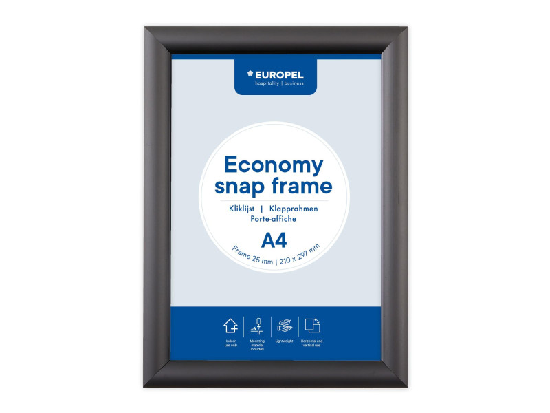 EUROPEL Cadre porte-affiche Economy, A4, 25 mm, noir