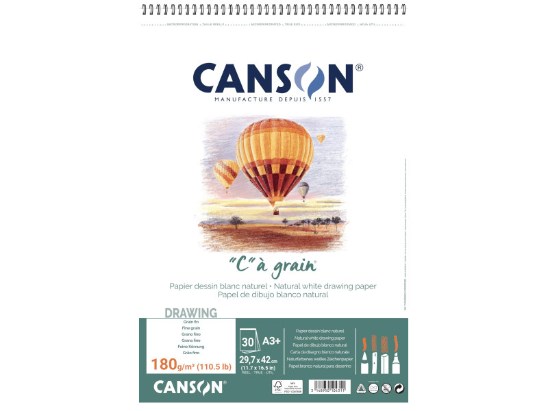 CANSON Album spiralé de papier dessin 'C' à grain, A3