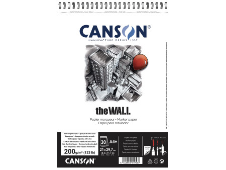 CANSON Bloc papier dessin spiralé 'The WALL', A4, 200 g/m2