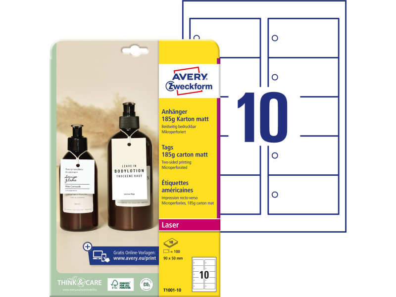 AVERY Zweckform Etiquette américaine, carton, 185 g/m2