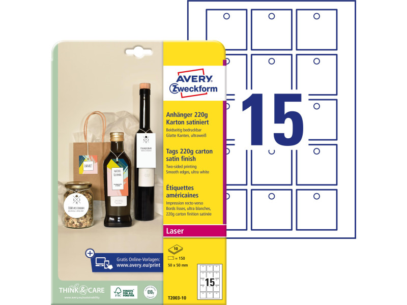 AVERY Zweckform Etiquette américaine, carton, 220 g/m2