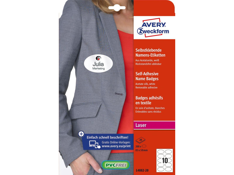 AVERY Zweckform Etiquette pour badge, 85 x 50 mm, ovale