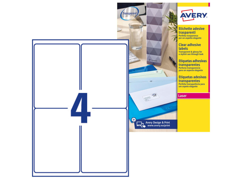 AVERY Zweckform Etiquettes transparentes, 99,1 x 139 mm