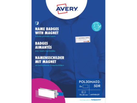 AVERY Zweckform Badge, 70 x 30 mm, set de 5, anthracite
