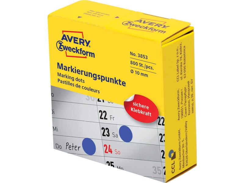 AVERY Zweckform Pastille de couleur, 10 mm, bleu