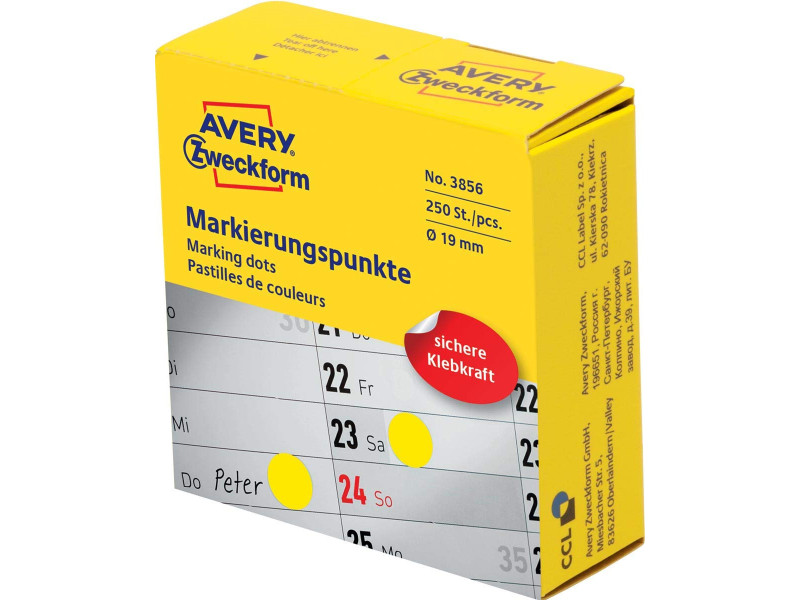 AVERY Zweckform Pastille de couleur, 19 mm, jaune