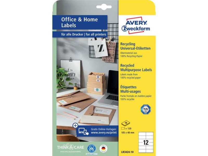 AVERY Zweckform Etiquettes multi-usage recyclées Home Office