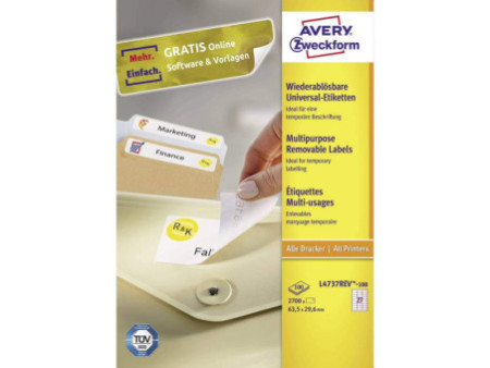 AVERY Zweckform Etiquette universelle, 63,5 x 29,6 mm, blanc