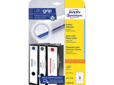 AVERY Zweckform Etiquette pour dos de classeur, 61 x 297 mm