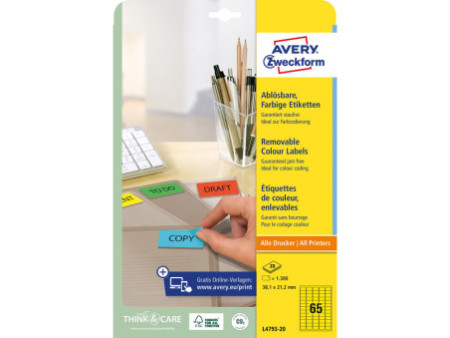AVERY Zweckform Stick&Lift Etiquette, 38,1 x 21,2 mm, jaune