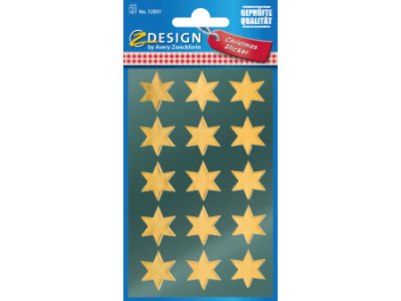 AVERY Zweckform ZDesign Stickers de Noël 'étoiles', or