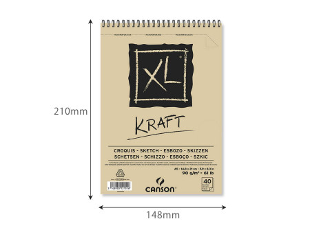 CANSON Bloc croquis et études XL KRAFT, A5