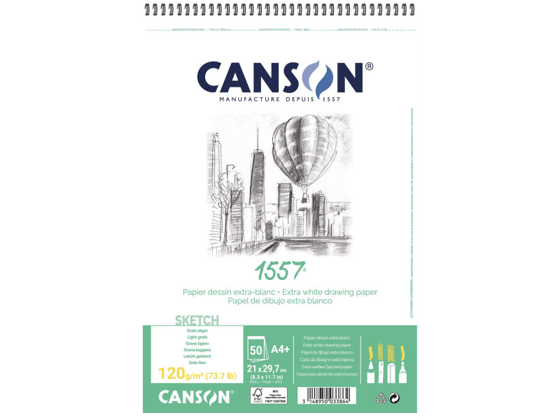 CANSON Album spiralé papier dessin 1557, A4, 120 g/m2